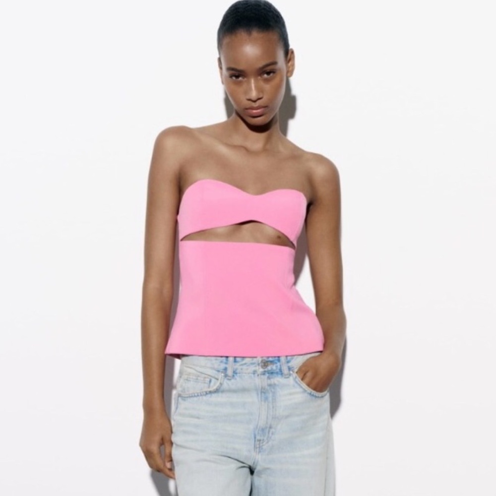 “ZARA” Strapless Cutout Bustier Crop Top